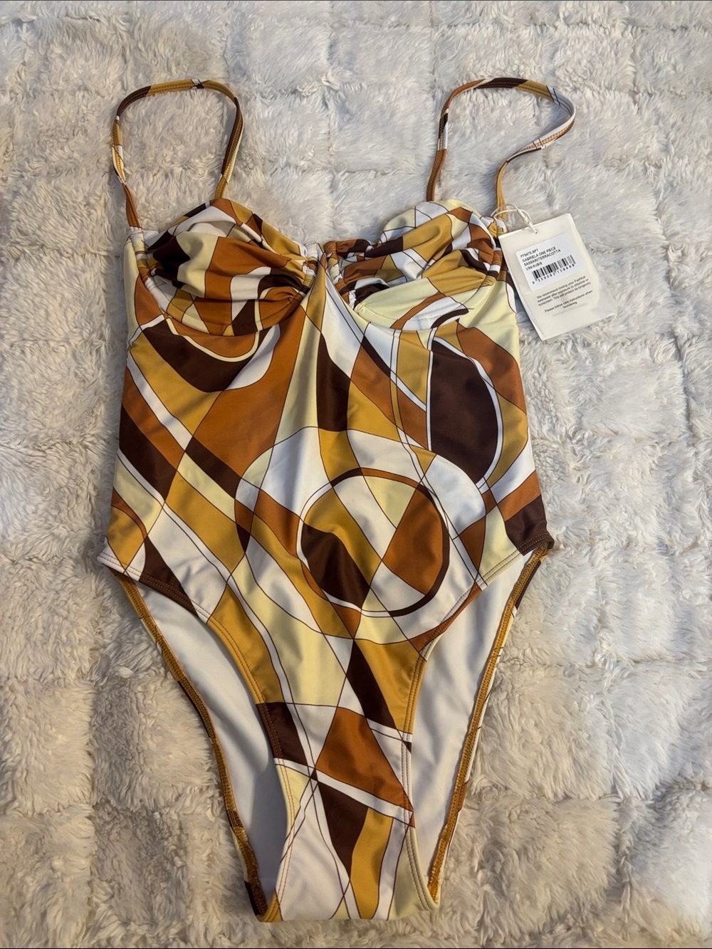 Anthropology/ Faithfull the Brand Mustard, Brown & Cream Patterned One-Piece